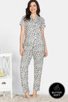 Zivame Snuggle Safari Knit Poly Pyjama Set - Antique White — thumbnail 1